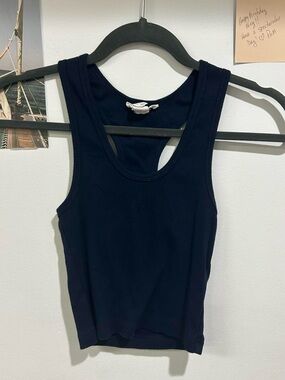 Forever 21 Navy Ribbed Racerback Tank - Women